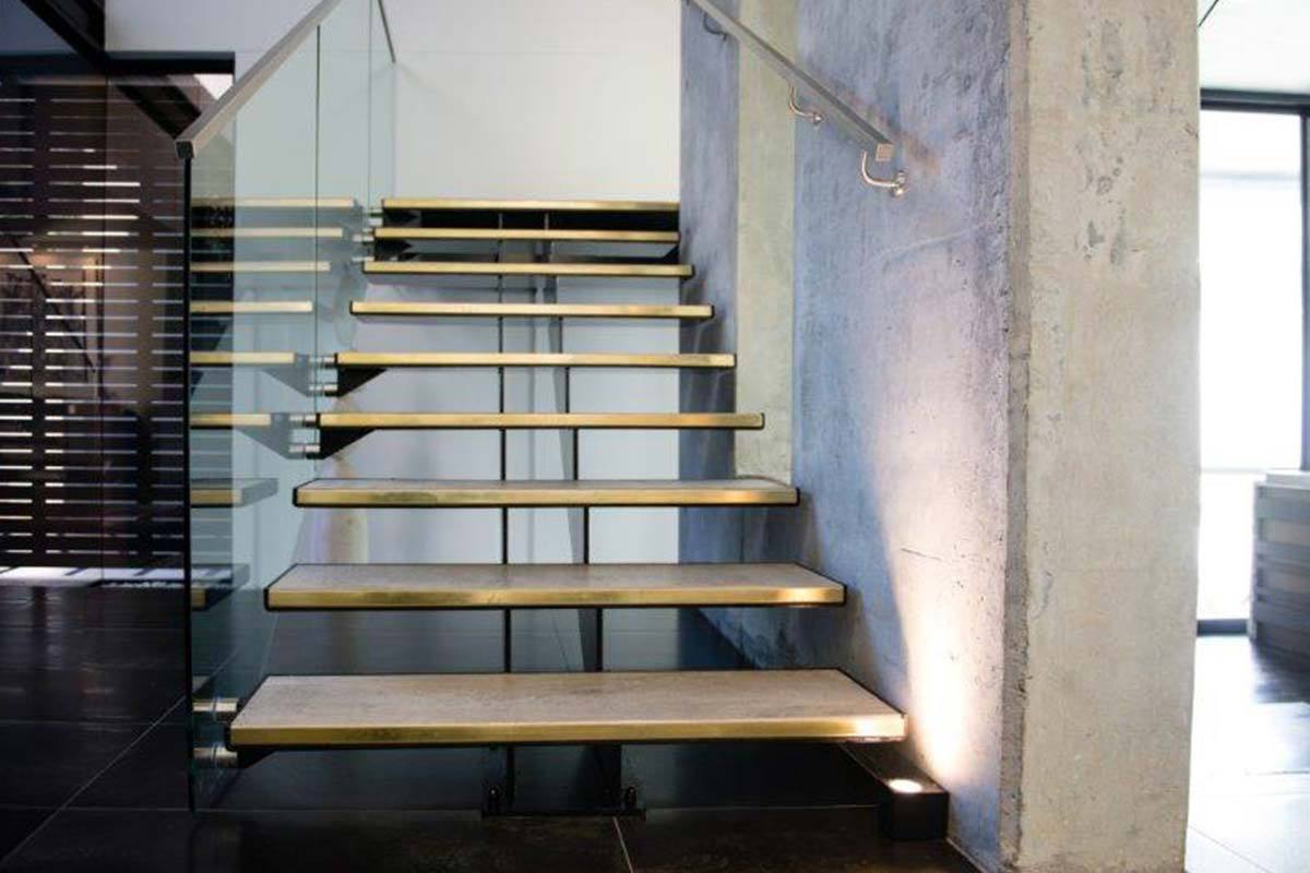 Double lasercut centre stringed staircase